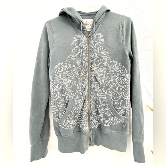 Prana // Boho Zip Up Sweater in Vintage Teal - Picture 1 of 5